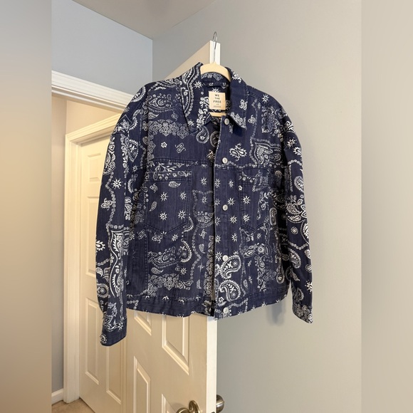 BRAND NEW Free People Opal Swing Printed Denim Jacket - Picture 3 of 12
